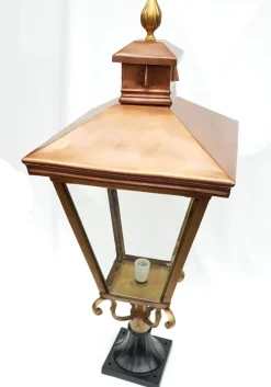 Discount Pamono Antique Victorian Classic Copper Pillar Lamp Lantern on Base Outdoor Lamp