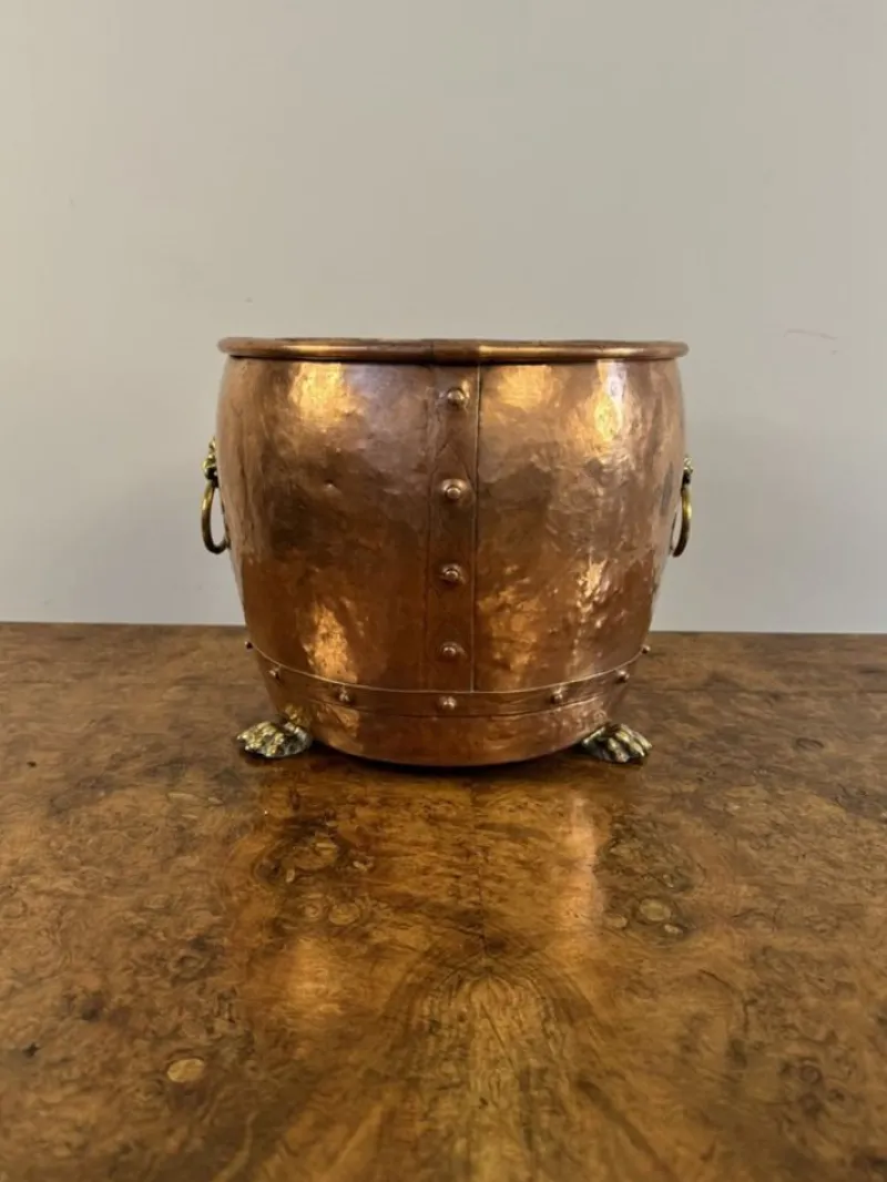 Pamono Antique Victorian Copper and Brass Jardiniere, 1850> Planters And Jardiniere