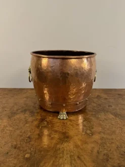 Pamono Antique Victorian Copper and Brass Jardiniere, 1850> Planters And Jardiniere