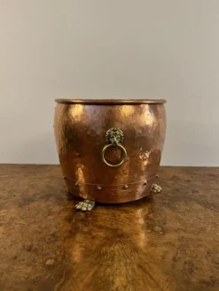 Pamono Antique Victorian Copper and Brass Jardiniere, 1850><noscript><img width=