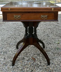 Sale Pamono Antique Victorian Envelope Card Table with Gaming Wells, 1880
