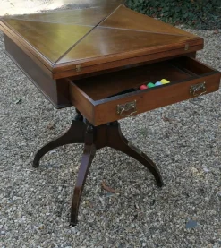 Sale Pamono Antique Victorian Envelope Card Table with Gaming Wells, 1880