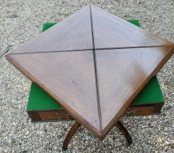 Sale Pamono Antique Victorian Envelope Card Table with Gaming Wells, 1880