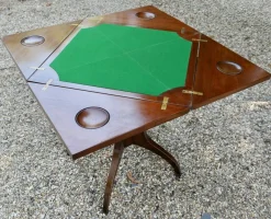 Sale Pamono Antique Victorian Envelope Card Table with Gaming Wells, 1880
