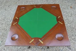 Sale Pamono Antique Victorian Envelope Card Table with Gaming Wells, 1880