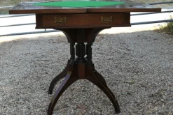 Sale Pamono Antique Victorian Envelope Card Table with Gaming Wells, 1880