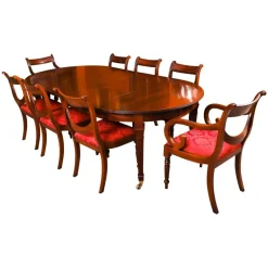 Sale Pamono Antique Victorian Extending Dining Table and Swagback Chairs, 1890s, Set of 9