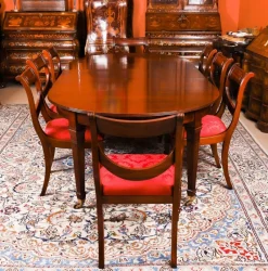Sale Pamono Antique Victorian Extending Dining Table and Swagback Chairs, 1890s, Set of 9