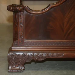 Pamono Antique Victorian Flamed Hardwood Double Bed Frame, 1880s><noscript><img width=