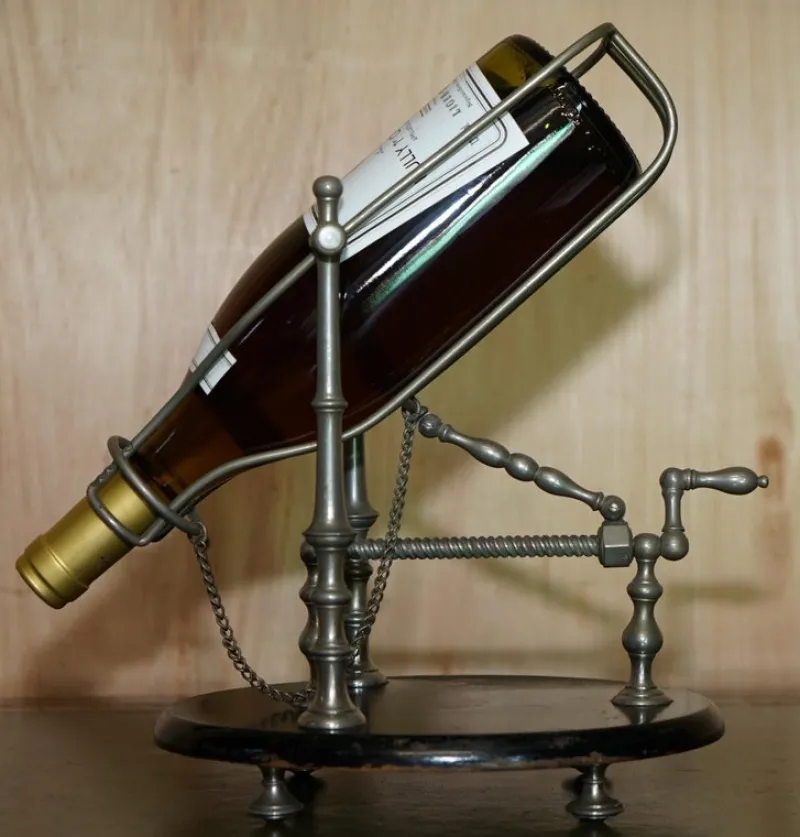 Pamono Antique Victorian French Pewter Mechanical Wine Pourer Add a Touch of Class!, 1880> Bottles, Carafes & Jugs