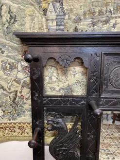 Pamono Antique Victorian Hall Wall Rack with Mirror><noscript><img width=
