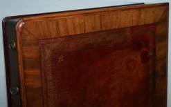 Pamono Antique Victorian Hardwood Pedestal Desk with Tooled Leather Top><noscript><img width=