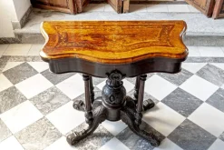New Pamono Antique Victorian Inlaid Walnut Game Table with Marquetry Top, 1860s