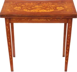 Clearance Pamono Antique Victorian Mahogany Marquetry Folding Card Console Table