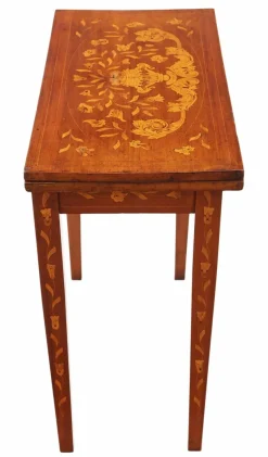 Clearance Pamono Antique Victorian Mahogany Marquetry Folding Card Console Table