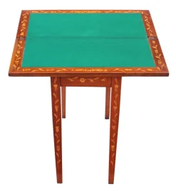 Clearance Pamono Antique Victorian Mahogany Marquetry Folding Card Console Table