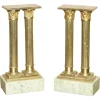 New Pamono Antique Victorian Marble & Brass Roman Grand Tour Statue Columns Pillars, Set of 2