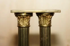 New Pamono Antique Victorian Marble & Brass Roman Grand Tour Statue Columns Pillars, Set of 2