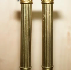 New Pamono Antique Victorian Marble & Brass Roman Grand Tour Statue Columns Pillars, Set of 2
