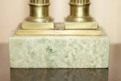 New Pamono Antique Victorian Marble & Brass Roman Grand Tour Statue Columns Pillars, Set of 2