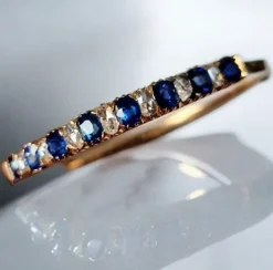Pamono Antique Victorian Natural Blue Sapphire and Diamonds Bracelet, 1880> Bracelets