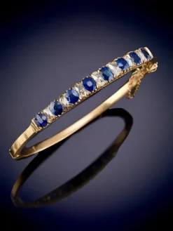 Pamono Antique Victorian Natural Blue Sapphire and Diamonds Bracelet, 1880><noscript><img width=