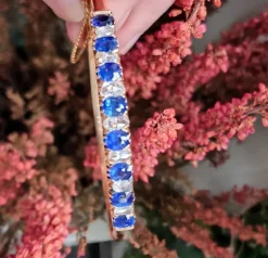 Pamono Antique Victorian Natural Blue Sapphire and Diamonds Bracelet, 1880><noscript><img width=