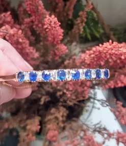 Pamono Antique Victorian Natural Blue Sapphire and Diamonds Bracelet, 1880><noscript><img width=