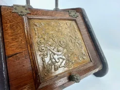Pamono Antique Victorian Oak and Brass Coal Scuttle, 19th Century><noscript><img width=