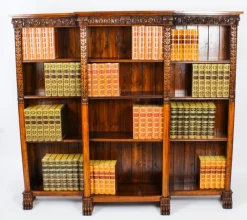 Pamono Antique Victorian Open Breakfront Bookcase, 1800s> Shelves & Wall Units