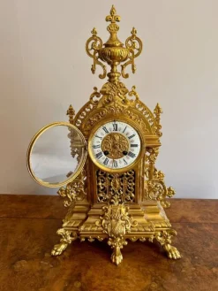 Pamono Antique Victorian Ormolu Mantle Clock, 1880