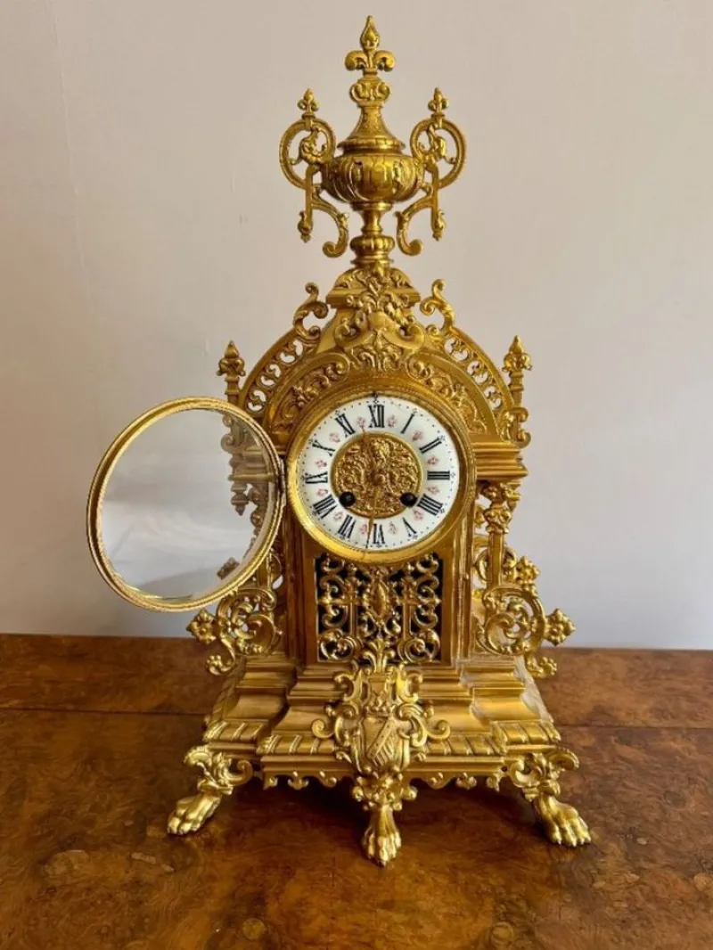 Pamono Antique Victorian Ormolu Mantle Clock, 1880