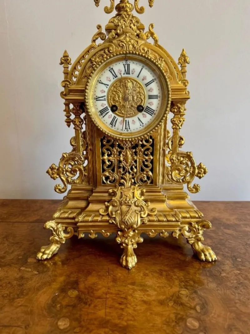 Pamono Antique Victorian Ormolu Mantle Clock, 1880