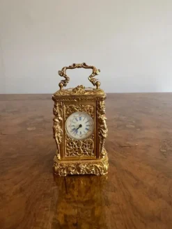 Pamono Antique Victorian Ornate Brass Clock, 1880><noscript><img width=