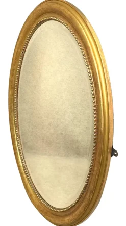 Pamono Antique Victorian Oval Gilt Mirror, 1870><noscript><img width=