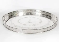 Sale Pamono Antique Victorian Oval Silver Plated Gallery Tray, 1890s