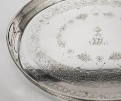 Sale Pamono Antique Victorian Oval Silver Plated Gallery Tray, 1890s