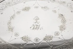 Sale Pamono Antique Victorian Oval Silver Plated Gallery Tray, 1890s