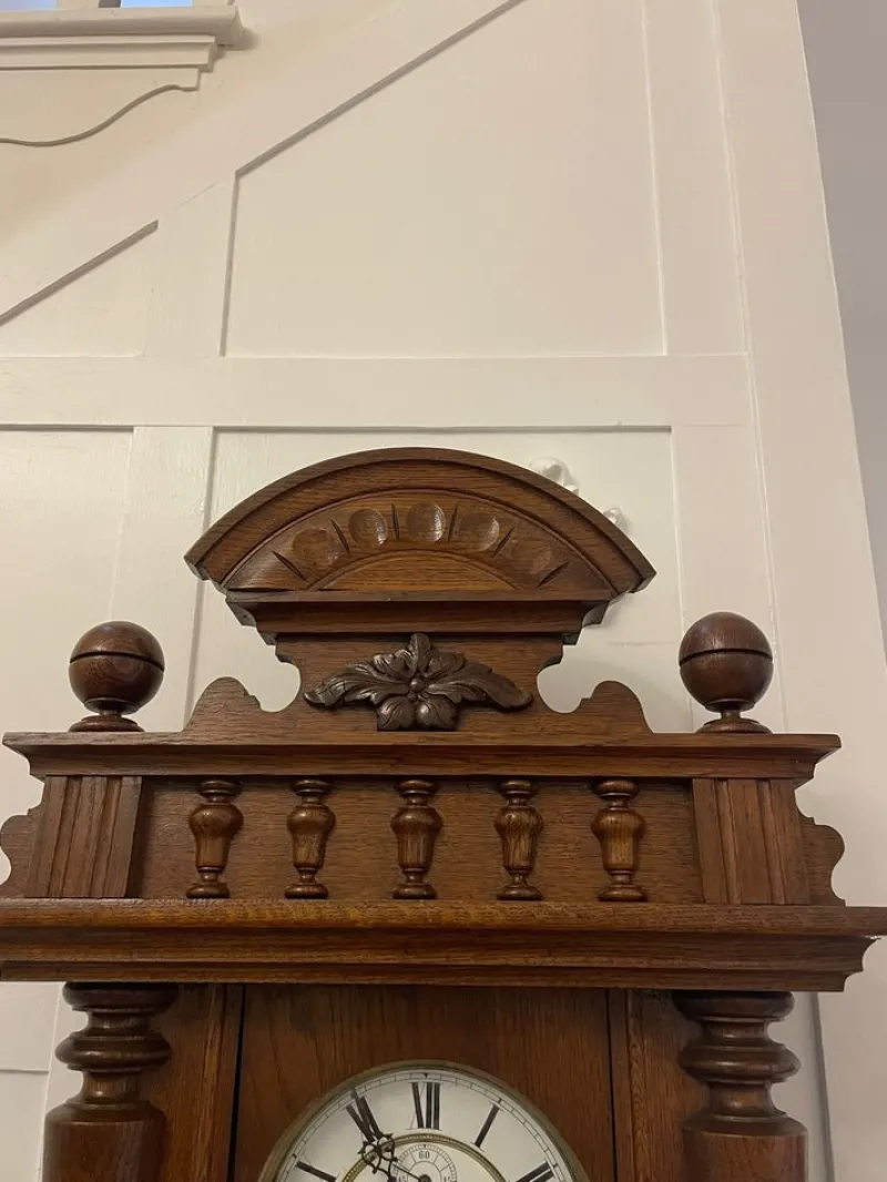 Best Pamono Antique Victorian Quality Carved Oak Vienna Wall Clock, 1860