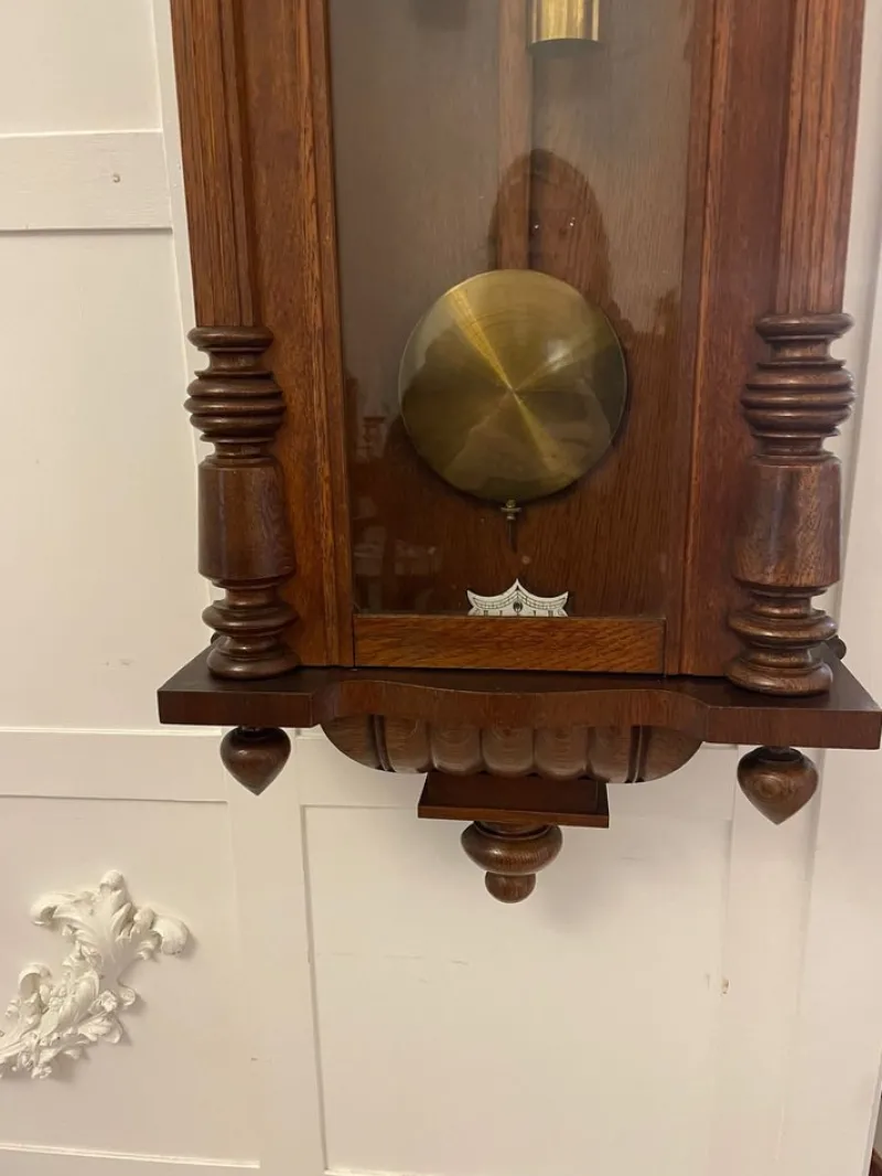 Best Pamono Antique Victorian Quality Carved Oak Vienna Wall Clock, 1860