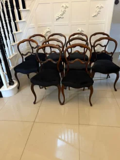 Pamono Antique Victorian Rosewood Dining Chairs, 1850s, Set of 10> Side Chairs & Dining Chairs