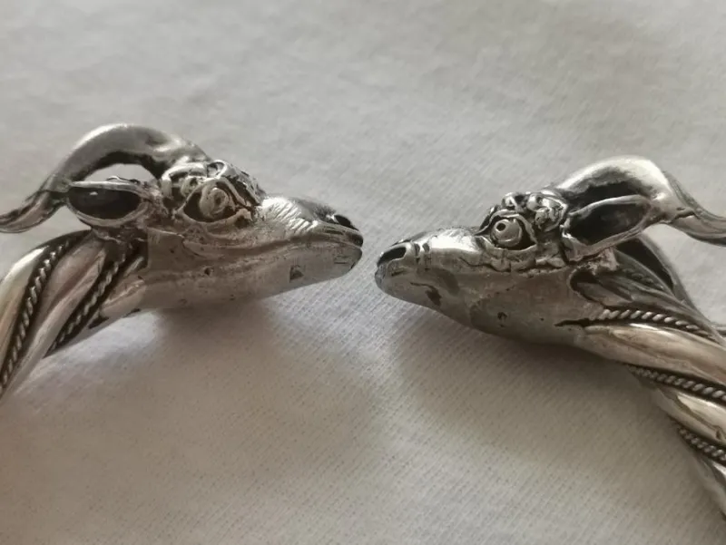 New Pamono Antique Victorian Silver Ram's Head Bracelet