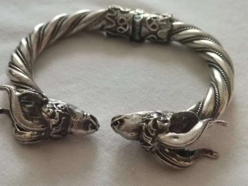 New Pamono Antique Victorian Silver Ram's Head Bracelet
