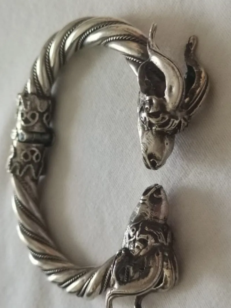 New Pamono Antique Victorian Silver Ram's Head Bracelet