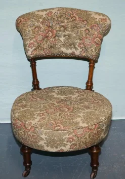 Discount Pamono Antique Victorian Tapestry Nursing Chair with Floral Decor