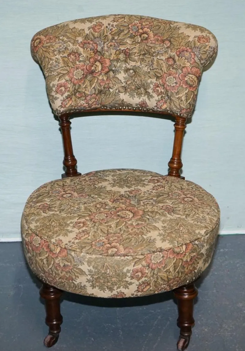 Discount Pamono Antique Victorian Tapestry Nursing Chair with Floral Decor