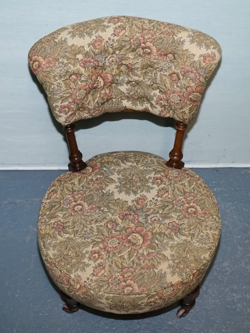Discount Pamono Antique Victorian Tapestry Nursing Chair with Floral Decor