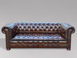 Pamono Antique Victorian Three-Seater Chesterfield Sofa in Leather, 1890> Couches & Sofas