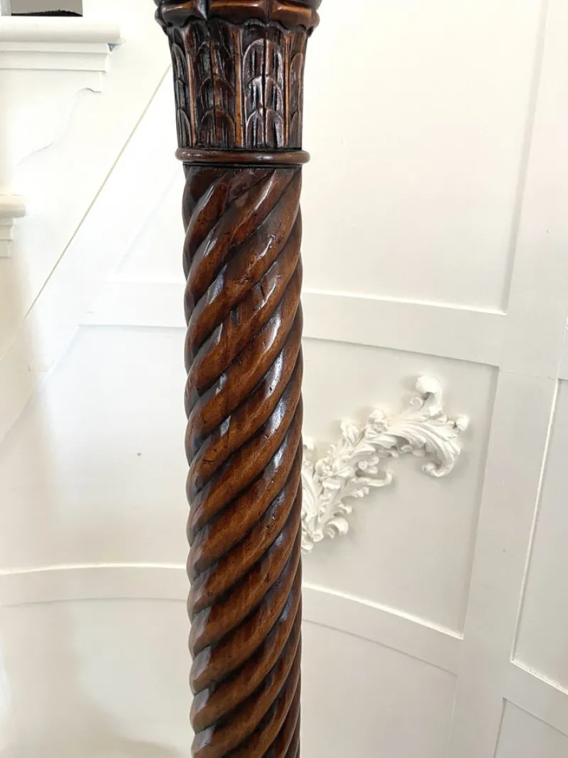Sale Pamono Antique Victorian Torchere in Carved Mahogany, 1880