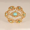 Sale Pamono Antique Victorian Yellow Gold & Turquoise Brooch